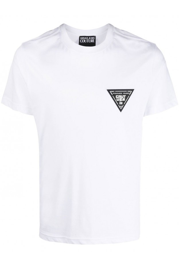 Versace Jeans Couture logo-patch cotton T-shirt white  73GAHT18CJ00O