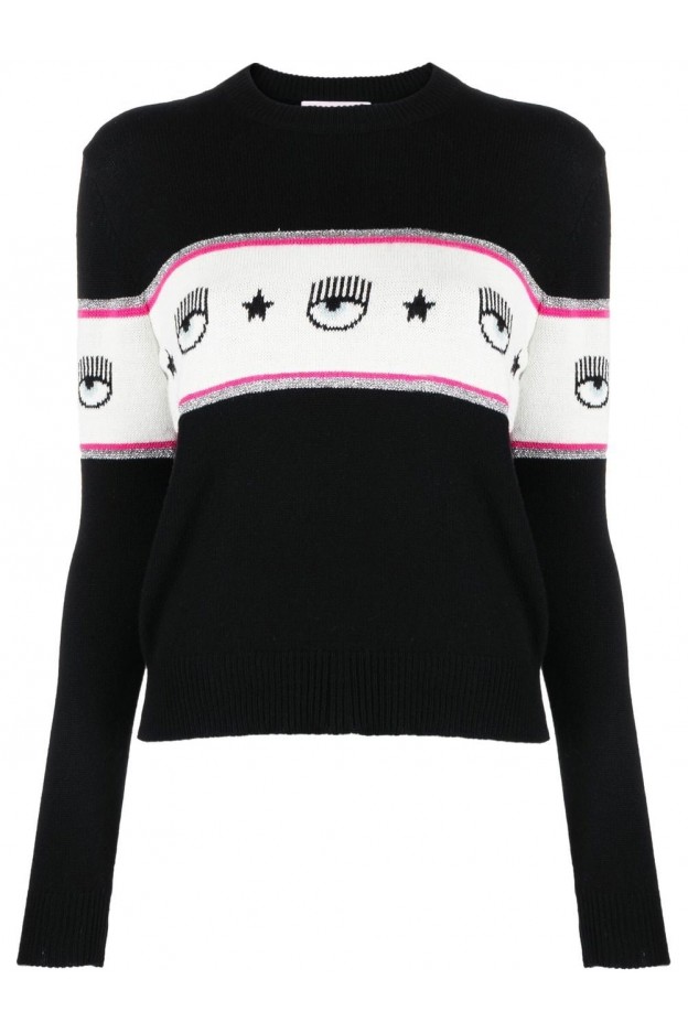 Chiara Ferragni Black sweater with print 73CBFM24CMA10