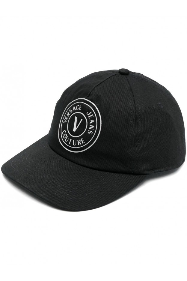 Versace Jeans Couture Baseball Hat with Silver Print 73YAZK16ZG110