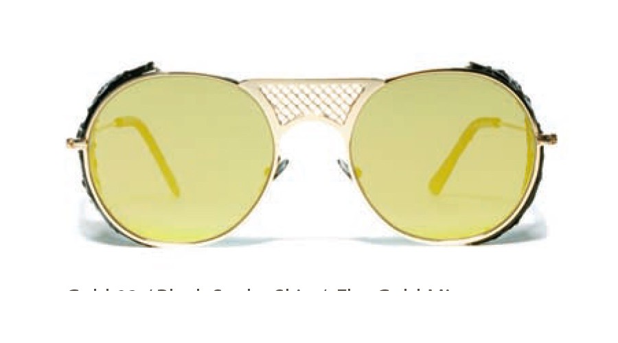 L.G.R. Lawrence Flap Sunglasses Gold 03 / Black Snake Skin / Flat Gold Mirror New Collection 2018