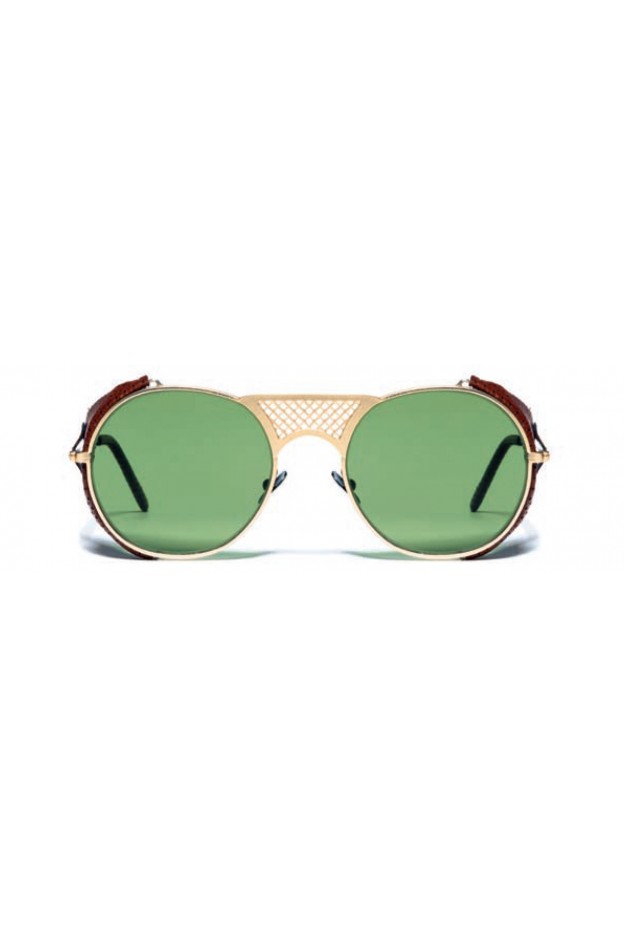 L.G.R. Lawrence Flap Sunglasses Gold Matt 02 / Flat Green Vintage New Collection 2018