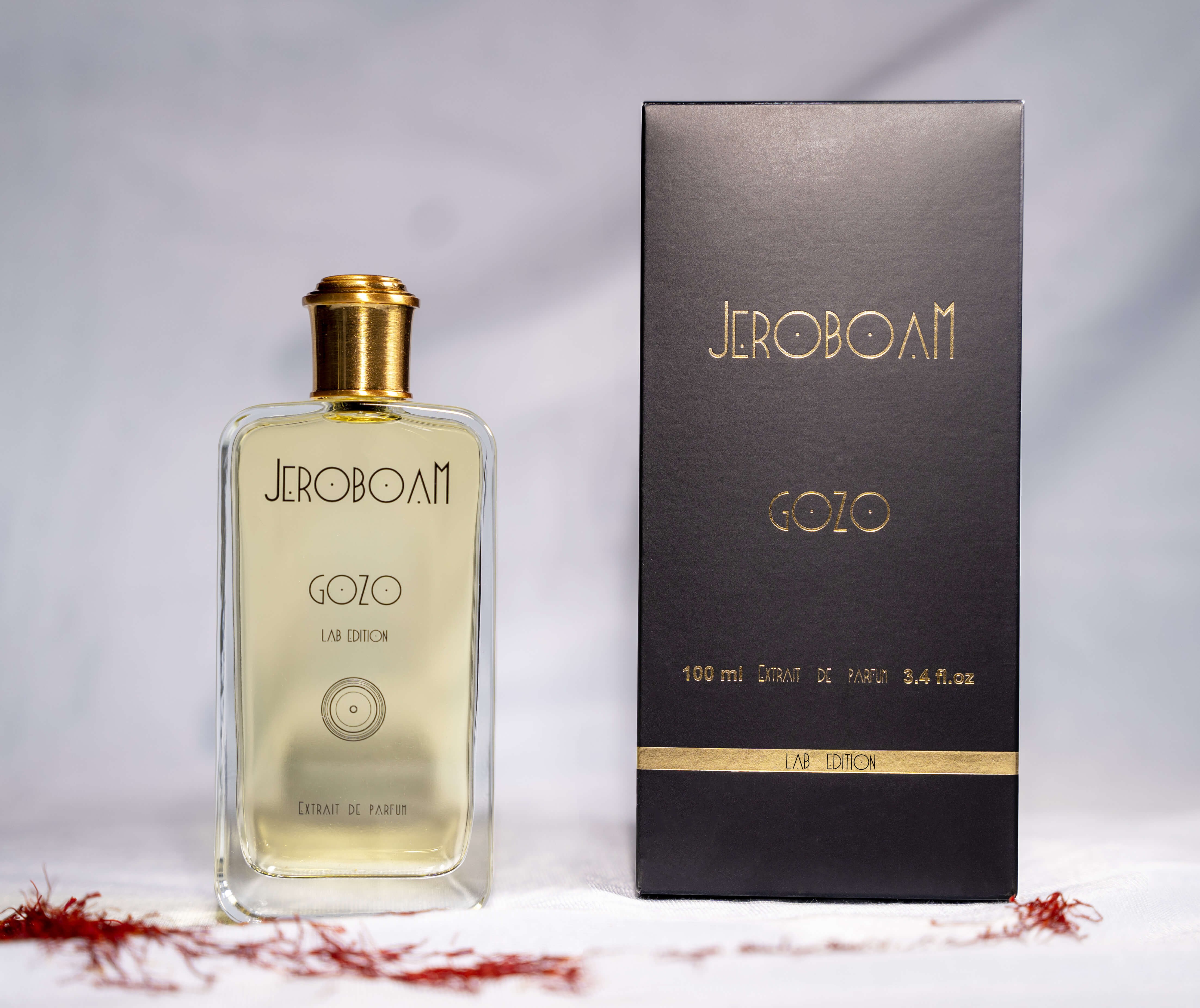 Jeroboam Gozo lab Edition Extrait De Parfum 100ml Packaging and trasparent bottle