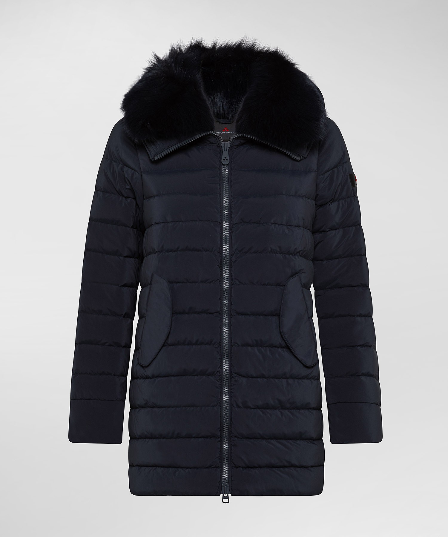Peuterey Itoka ML Fur Long Long Down Jacket With Fur In Color Tone PED401701190986215 Graphite Blue