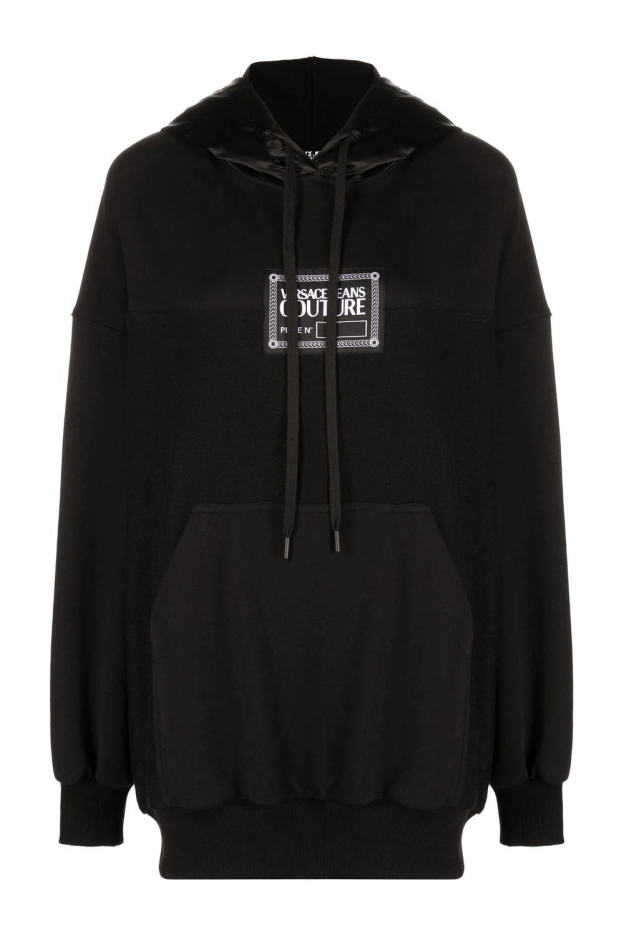 Versace Jeans Couture panelled logo-print detail hoodie 73HAI307F0007 Black