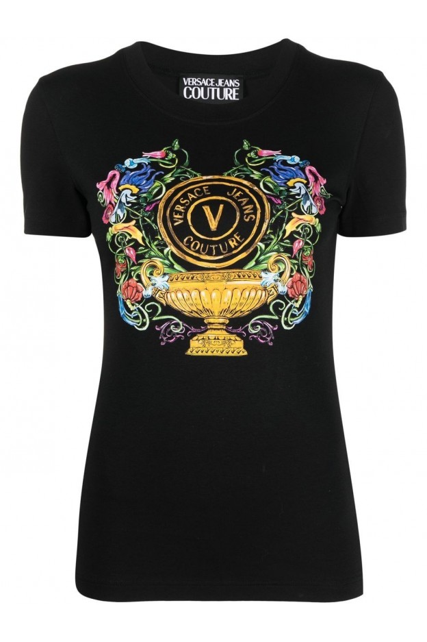 Versace Jeans Couture T-shirt con stampa  74HAHF01CJ07F Nuova Collezione Primavera Estate 2023