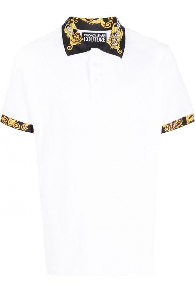 Versace Jeans Couture Barocco-print shirt-sleeve polo shirt 74GAGT18CJ01T