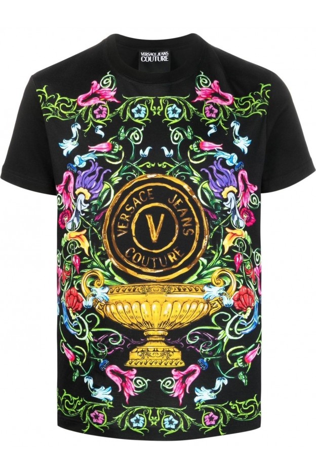 Versace Jeans Couture V-Emblem Garden cotton T-shirt 74GAH6SGJS174