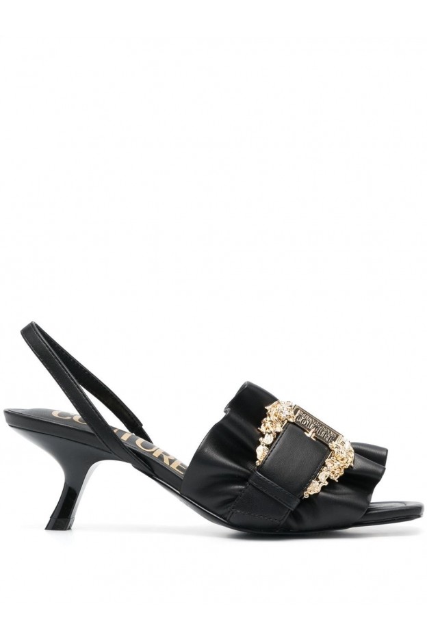 Versace Jeans Couture Baroque-buckle ruffled sandals 74VA3S4871570