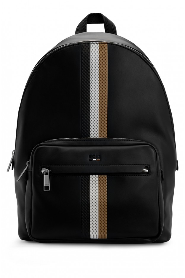 Boss - Hugo Boss Zaino in similpelle con dettaglio con righe tipiche del marchio ModelloRay S_Backpack - 50492014