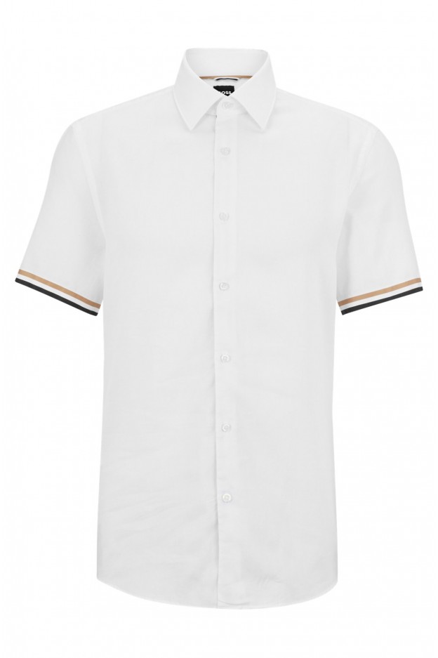 Boss - Hugo Boss Signature-stripe casual-fit shirt in cotton and linen ModelloC-HAL-kent-sh-C1-232 - 50490494
