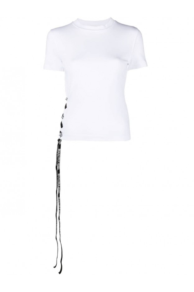 Versace Jeans Couture T-shirt con lacci 74HAH615J0020 Nuova Collezione Primavera Estate 2023