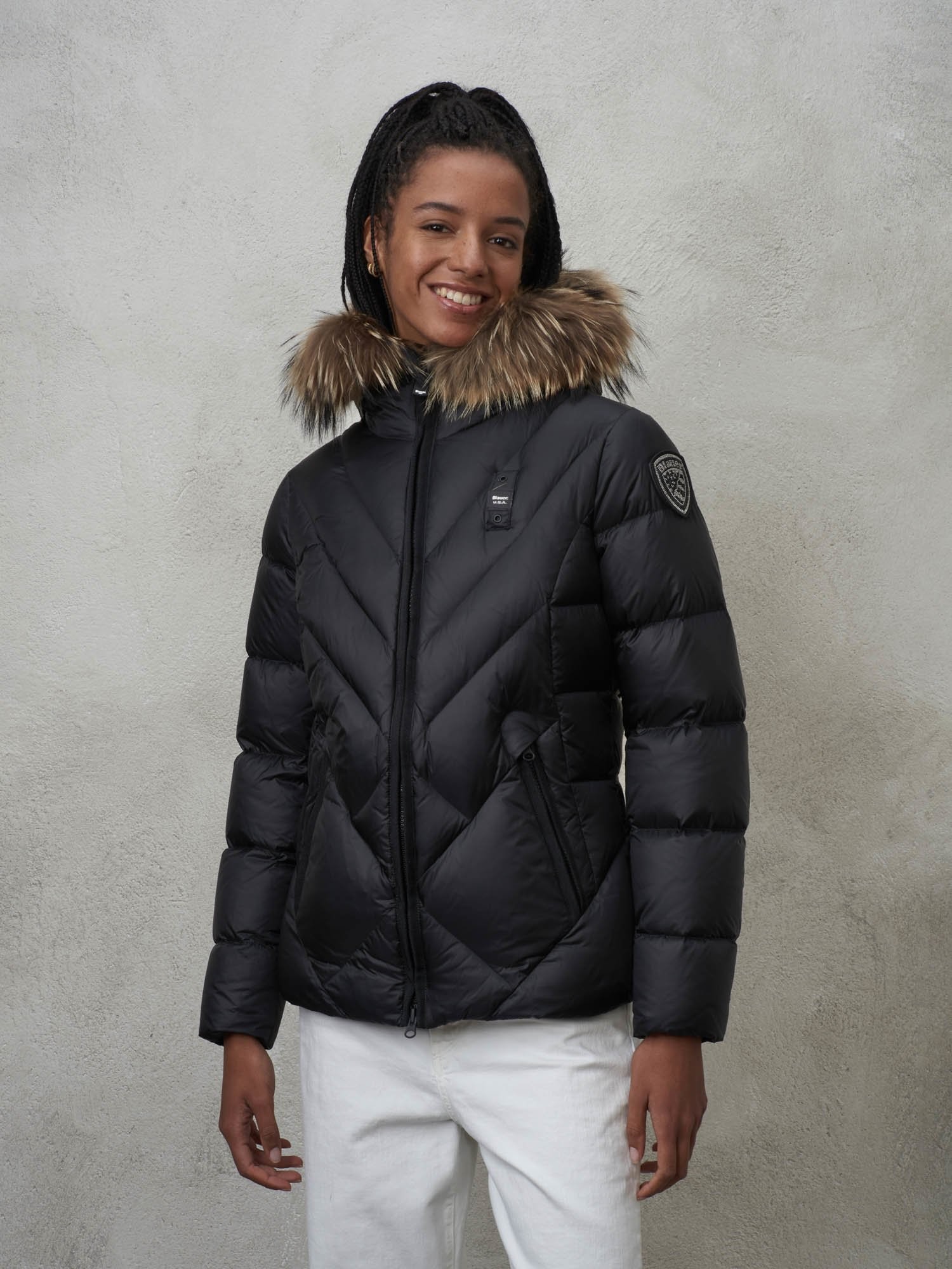 Short Down Jackets's Alicia Down Jacket With Removable Fur Trim