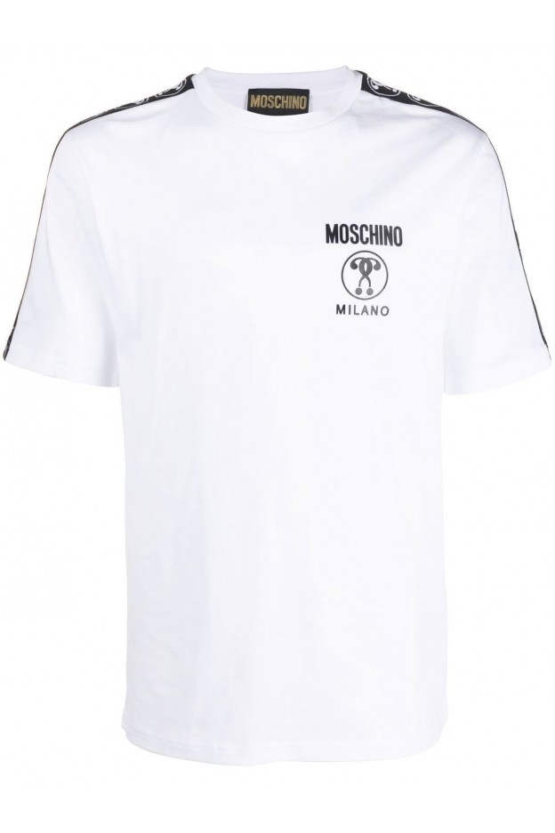 Moschino T-shirt con banda logo A07087041 Nuova Collezione Collezzione Autunno Inverno 2023 - 2024
