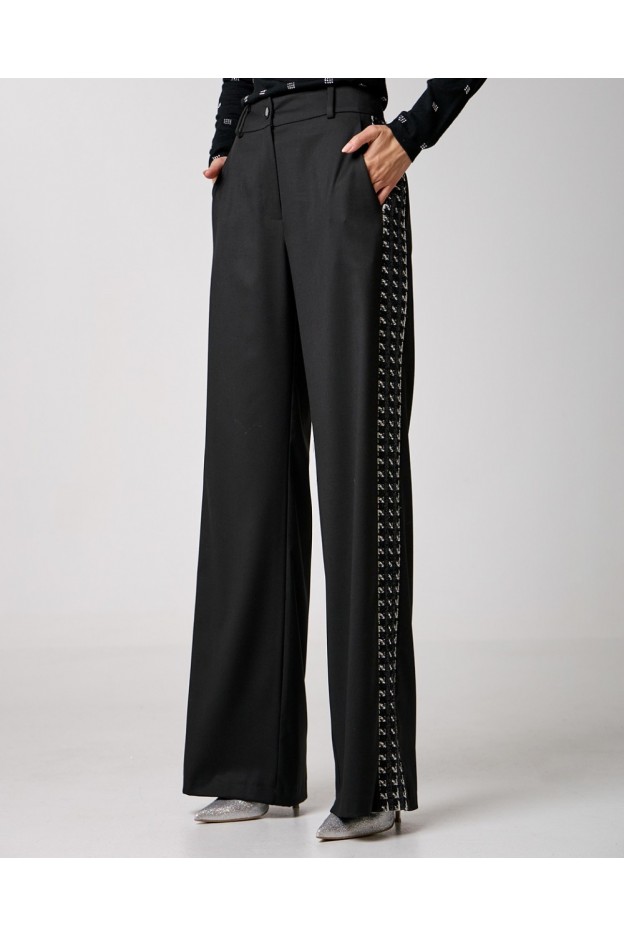 Access Fashion Pants with tweed details 34-5009-BLACK