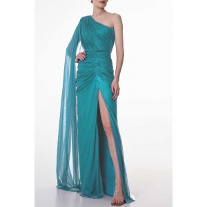 Rhea Costa Zeisha Sky Blue Silk Tulle Dress 23240D