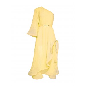 Simona Corsellini One-sleeve Dress In Pleated Georgette P24CPAB087 01 0665 golden yellow