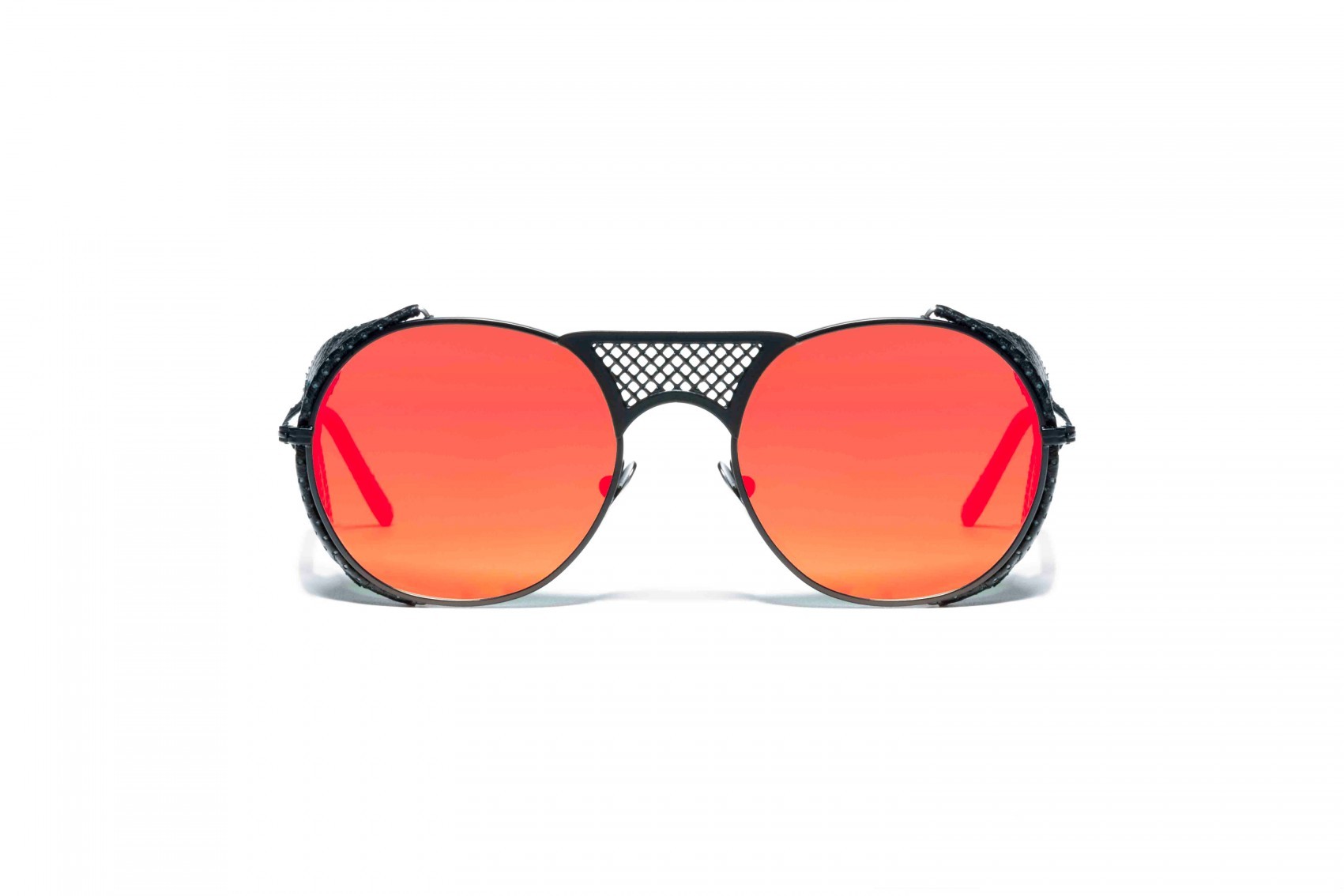 L.G.R. Lawrence Flap Sunglasses Black Matt 22 / Flat Red Mirror New Collection 2018