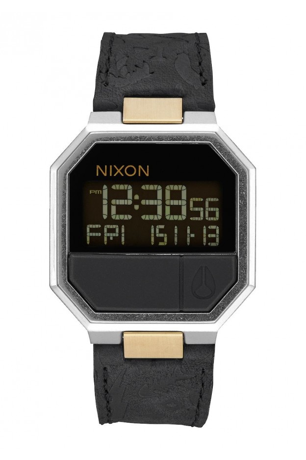 Nixon Re-Run Leather , 38 Mm Black / Brass A944-2222-00 - New Collection 2018