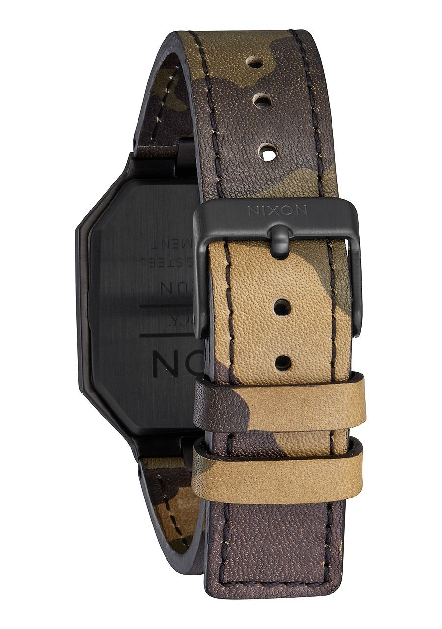 Nixon Re-Run Leather , 38 Mm All Black / Camo  A944-2255-00 - Nuova Collezione 2018
