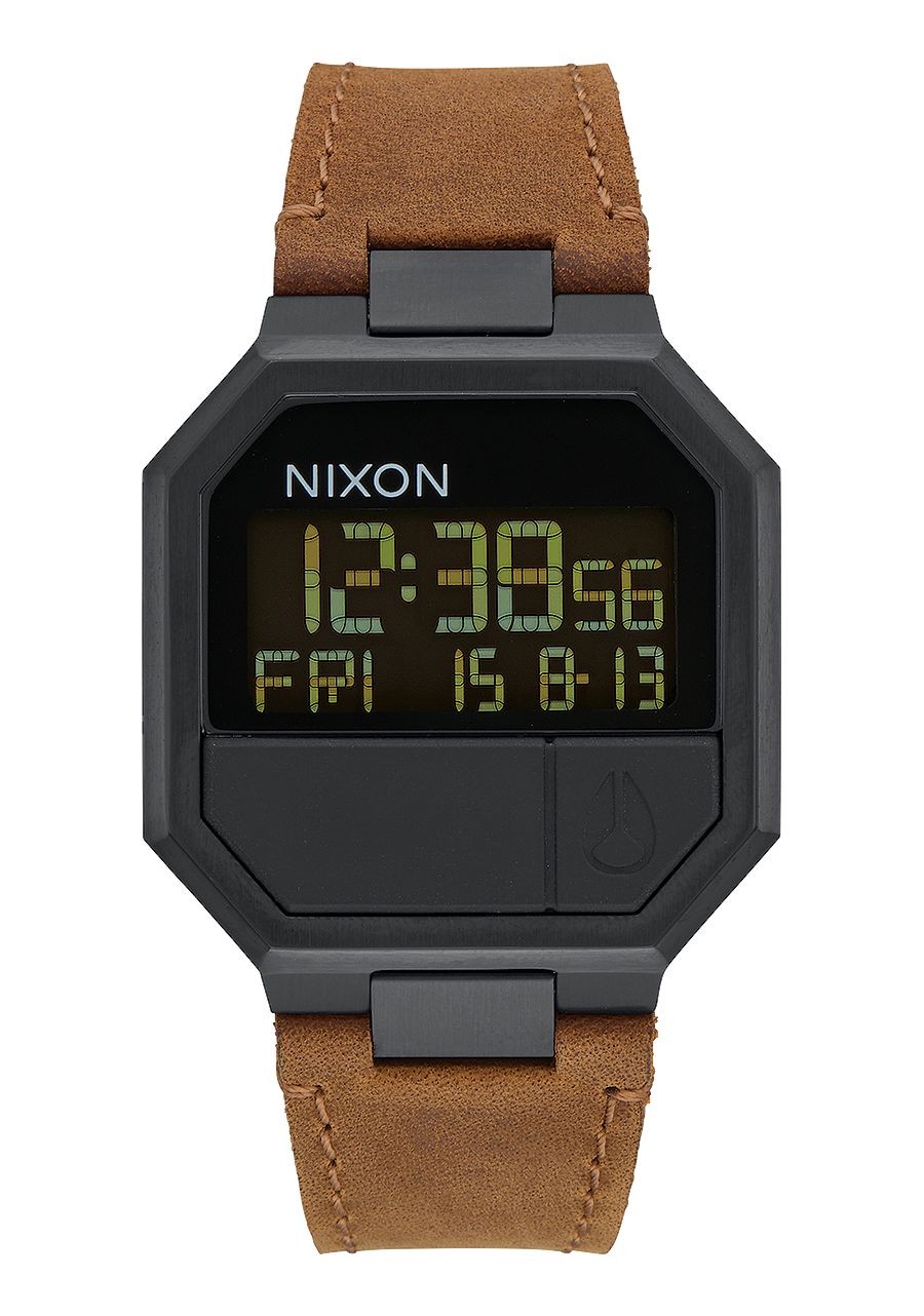 Nixon Re-Run Leather , 38 Mm All Black / Brown A944-712-00 - New Collection 2018