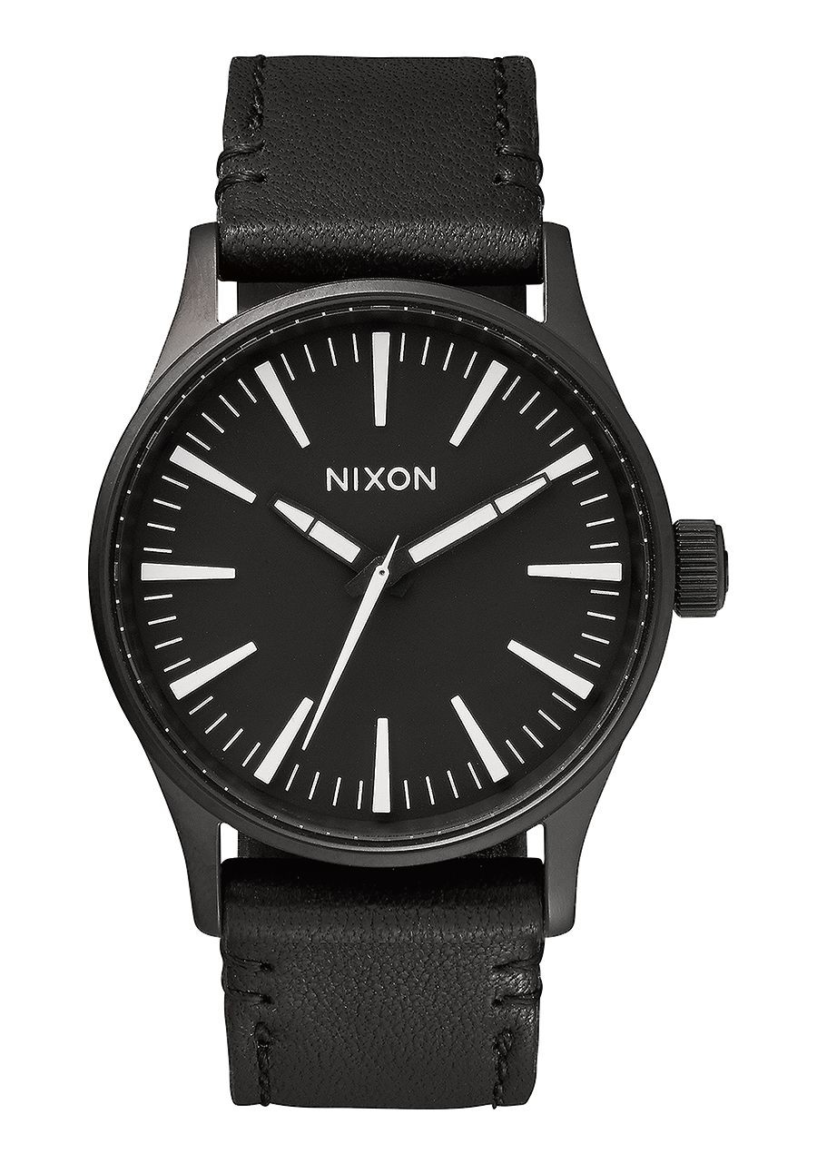 Nixon Sentry 38 Leather , 38 Mm Black / White A377-005-00 - Nuova Collezione 2018