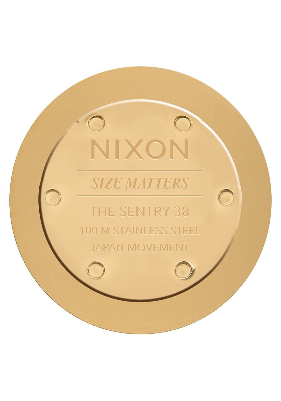 Nixon Sentry 38 Leather , 38 Mm Gold / Black Sunray A377-1604-00 - Nuova Collezione 2018