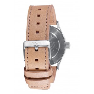 Nixon Sentry 38 Leather , 38 Mm Silver / Bright Coral / Natura A377-2089-00 - New Collection 2018