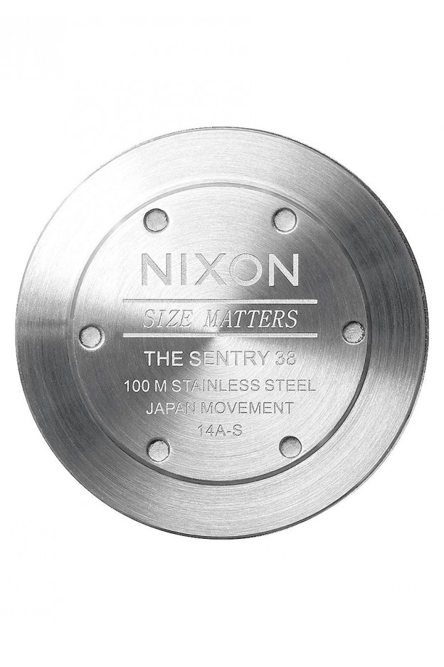 Nixon Sentry 38 Leather , 38 Mm Silver / Bright Coral / Natura A377-2089-00 - Nuova Collezione 2018