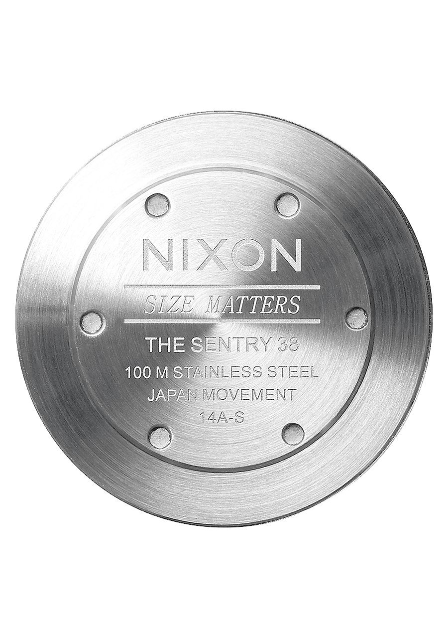 Nixon Sentry 38 Leather , 38 Mm Silver / Bright Coral / Natura A377-2089-00 - Nuova Collezione 2018