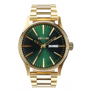 Nixon Sentry SS , 42 Mm Gold / Green Sunray A356-1919-00 - New Collection 2018