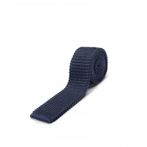 Lanvin Paris Cravatta Blu Navy In Seta Tricot - Nuova Collezione 2018