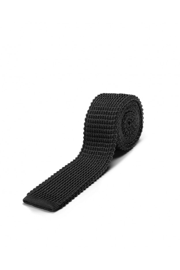 Lanvin Paris Cravatta Nero In Seta Tricot RMAC 1990T7 A1710 - Nuova Collezione Primavera Estate 2018