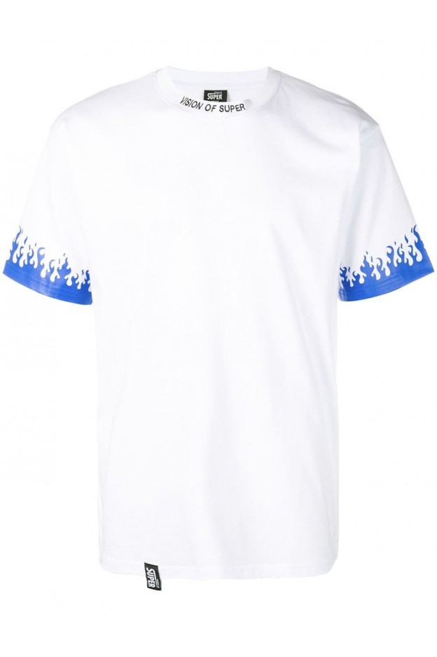 Vision of Super Flame Print Logo Man T-shirt White VOSLTD2BA - New Season Fall Winter 2019 - 2020