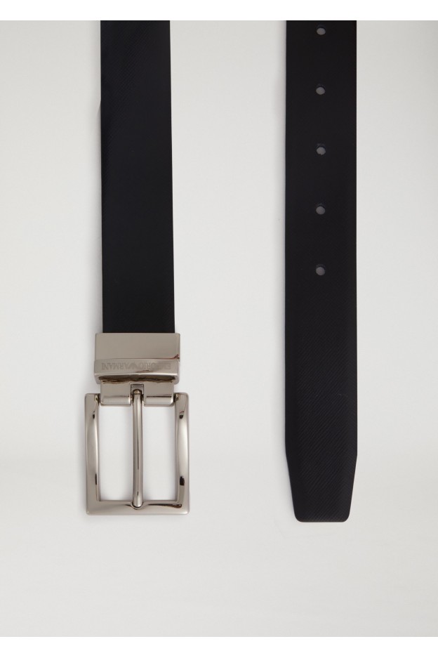 Emporio Armani Cintura classica in pelle Y4S223 YLQ6E1 88017 Blue/Black - Nuova Collezione Primavera Estate 2020 - 2021