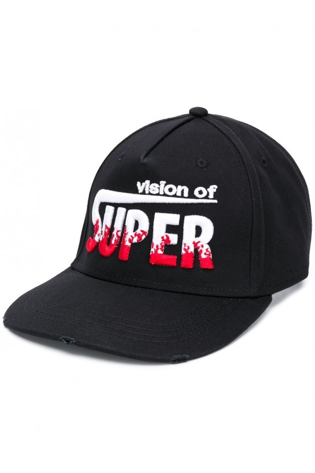 Vision of Super logo embroidered cap VOSB11FLOGOBL Black White - New Collection Autumn Winter 2019 - 2020