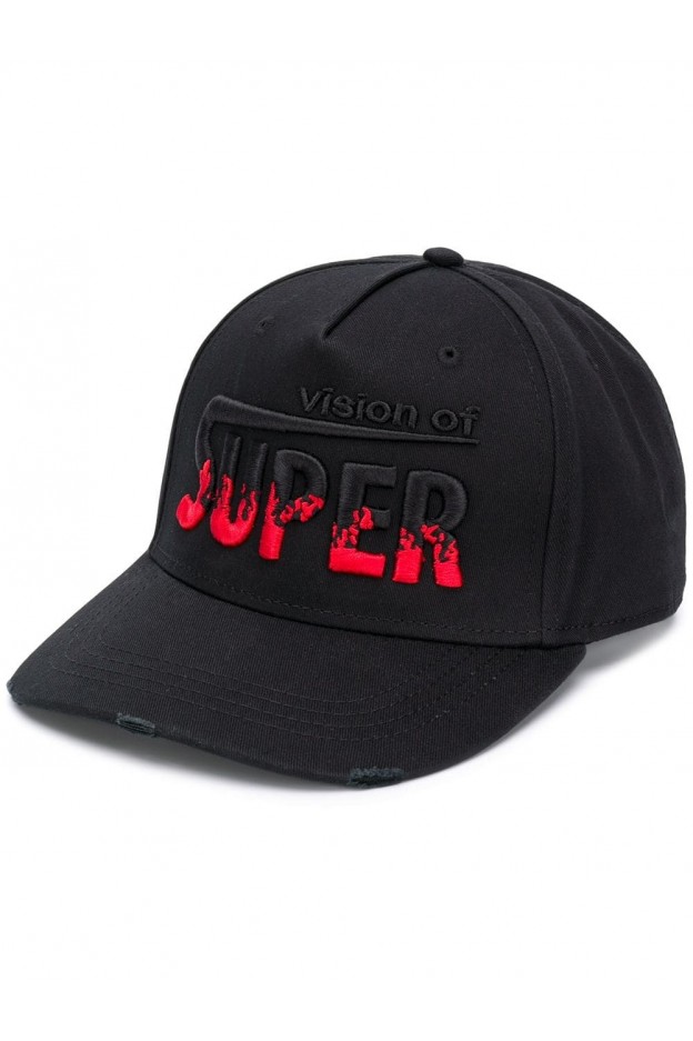Vision of Super logo embroidered cap VOSB11FLOGOBL Black - New Collection Autumn Winter 2019 - 2020