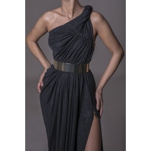 Rhea Costa Abito Side Metallic Zipper Gown 20113DLG - Nuova Collezione Primavera Estate 2020