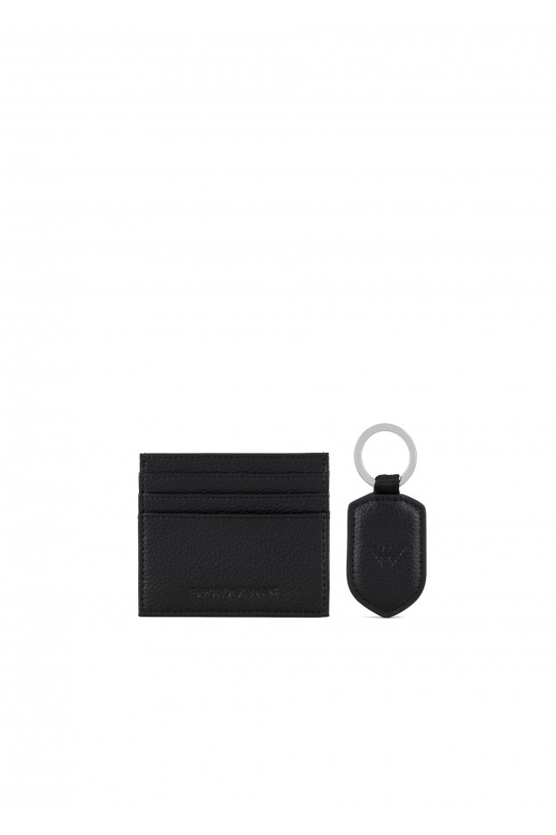 Emporio Armani Gift box with card holder and key ring in tumbled leather Y4R264YEW1E1 81072 BLACK - Fall Winter 2020 2021 