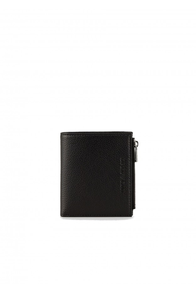 Emporio Armani Coin purse in tumbled leather with embossed logo Y4R262YEW1E1 81072 BLACK - Fall Winter 2020 2021 