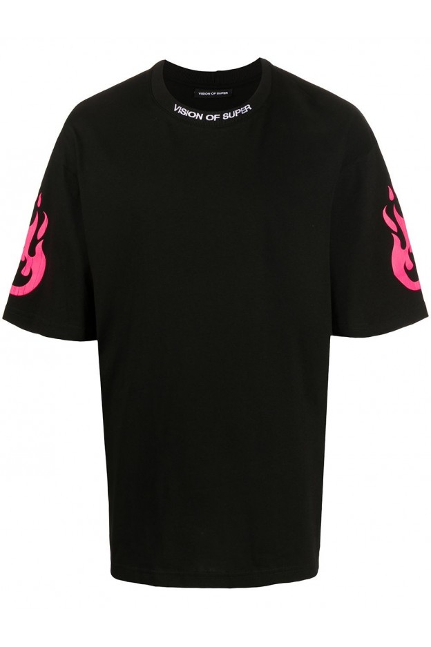 Vision Of Super T-Shirt Con Stampa VOSB1FIREPINKFLUO BLACK - Nuova Collezione Primavera Estate 2021