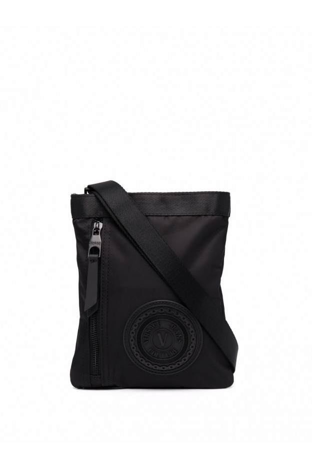 Versace Jeans Couture Logo-Patch Zip-Up Messenger Bag 71YA4B14 ZS102 899 BLACK - New Season Fall Winter 2021 - 2022