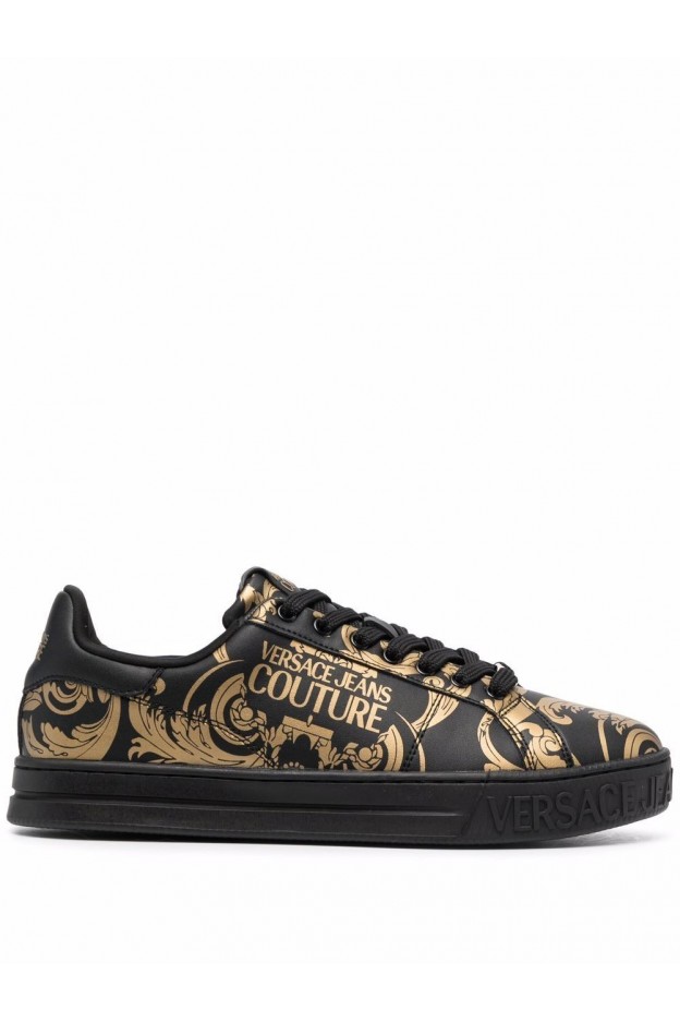 Versace Jeans Couture Barocco Court 88 Sneakers 71YA3SK4 ZP016 G89 BLACK GOLD - New Season Fall Winter 2021 - 2022