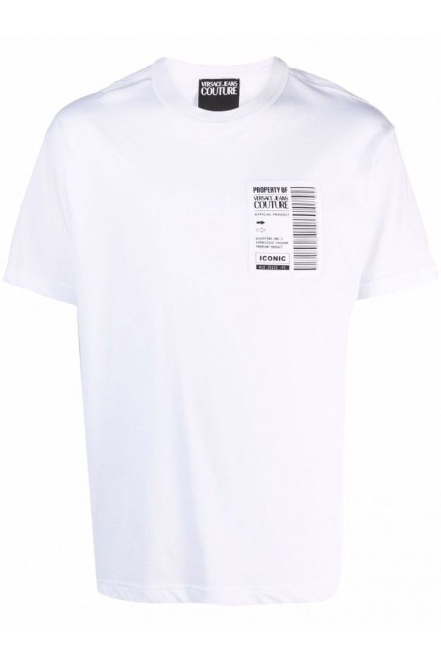 Versace Jeans Couture T-Shirt Con Applicazione 71GAHT26 CJ00T 003 WHITE