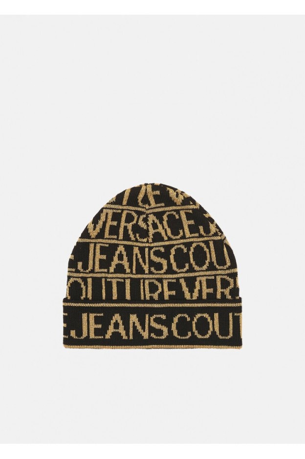 Versace Jeans Couture CAPPELLINO IN MISTO LANA CON MOTIVO CON LOGO E71YAZK42EZG021EG89 autunno inverno 2021 2022