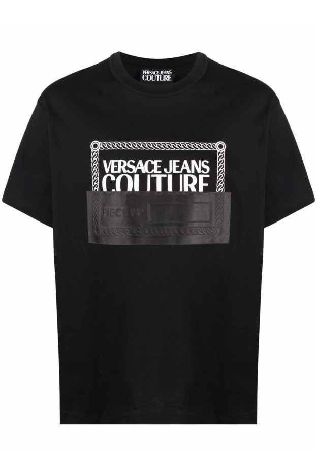 Versace Jeans Couture T-Shirt Con Applicazione 72GAHP03 CJ00P899 899 BLACK Primavera Estate 2022