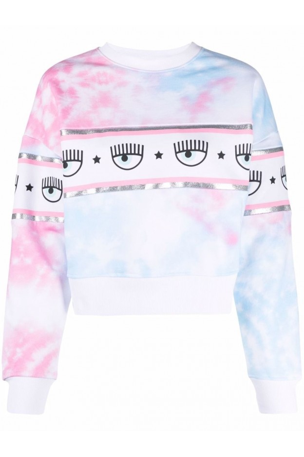 Chiara Ferragni Tie Dye-Print Crew Neck Sweatshirt 72CBIT14CFT06 003 WHITE - Spring Summer 2022