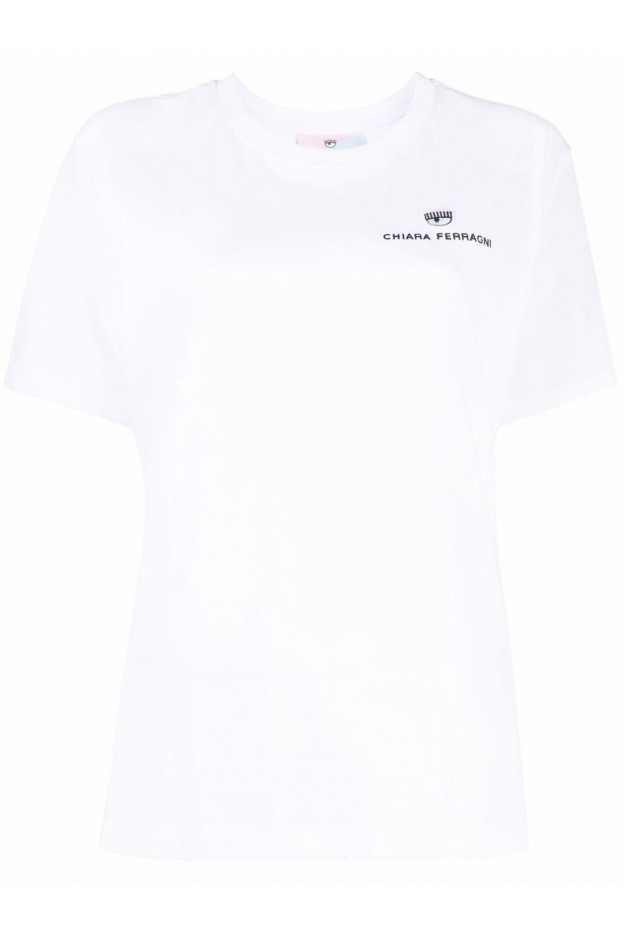 Chiara Ferragni Logo-Embroidered T-Shirt 72CBHT19CJT00 003 WHITE - Spring Summer 2022