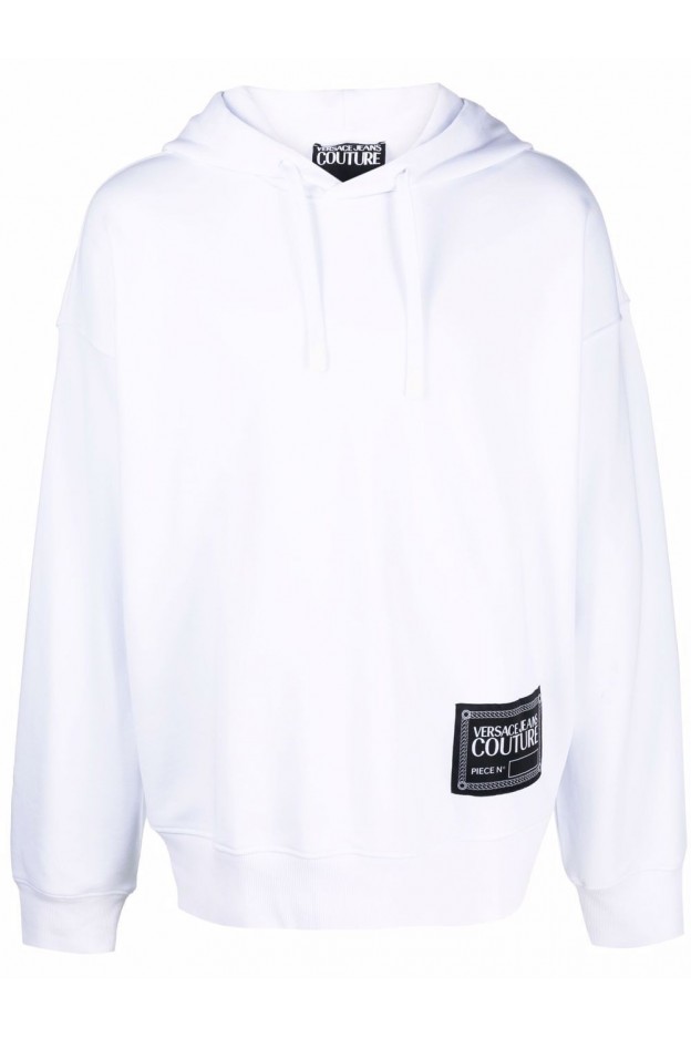 Versace Jeans Couture Logo-Patch Long-Sleeve Hoodie 72GAIT18 CF01O 003 WHITE - Spring Summer 2022