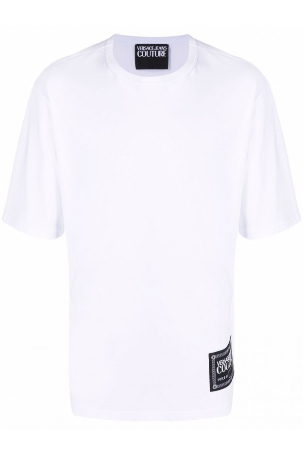 Versace Jeans Couture Logo Patch Cotton T-Shirt 72GAHT18 CJ00O 003 WHITE -Spring Summer 2022