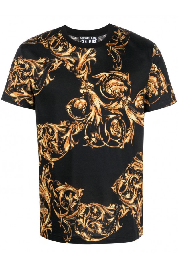 Versace Jeans Couture T-Shirt Con Stampa 72GAH6S0 JS049 G89 BLACK/GOLD Primavera Estate 2022